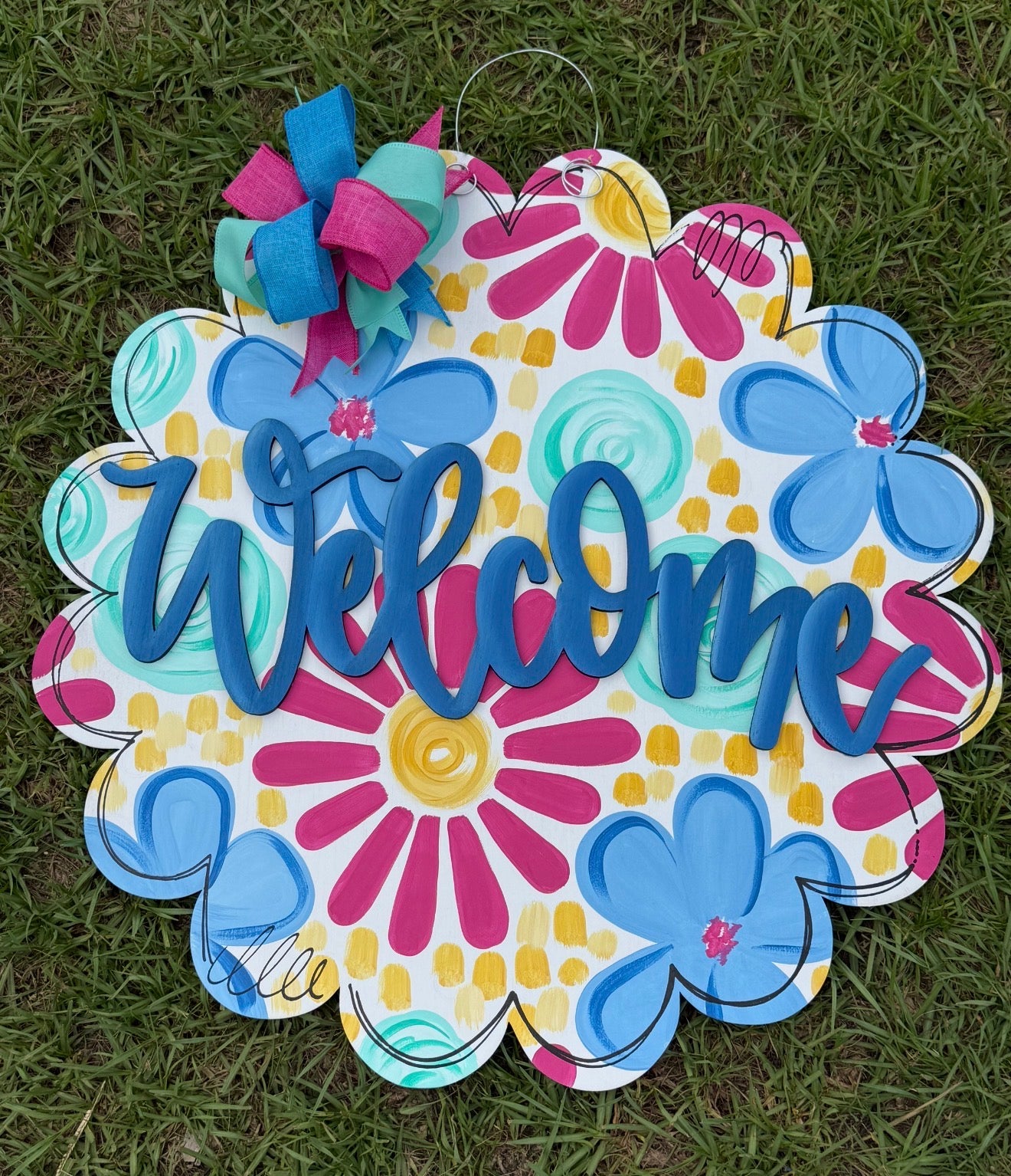 Whimsical Scalloped Floral Doorhanger