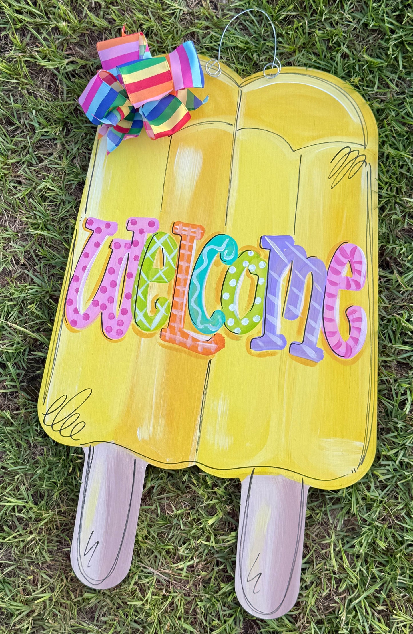 Rainbow Popsicle Doorhanger