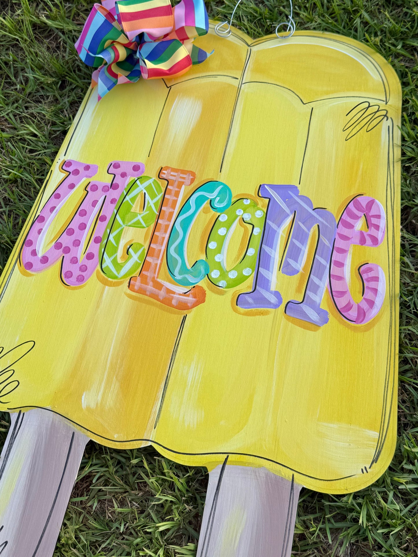 Rainbow Popsicle Doorhanger