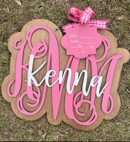 Monogram Baby Doorhanger
