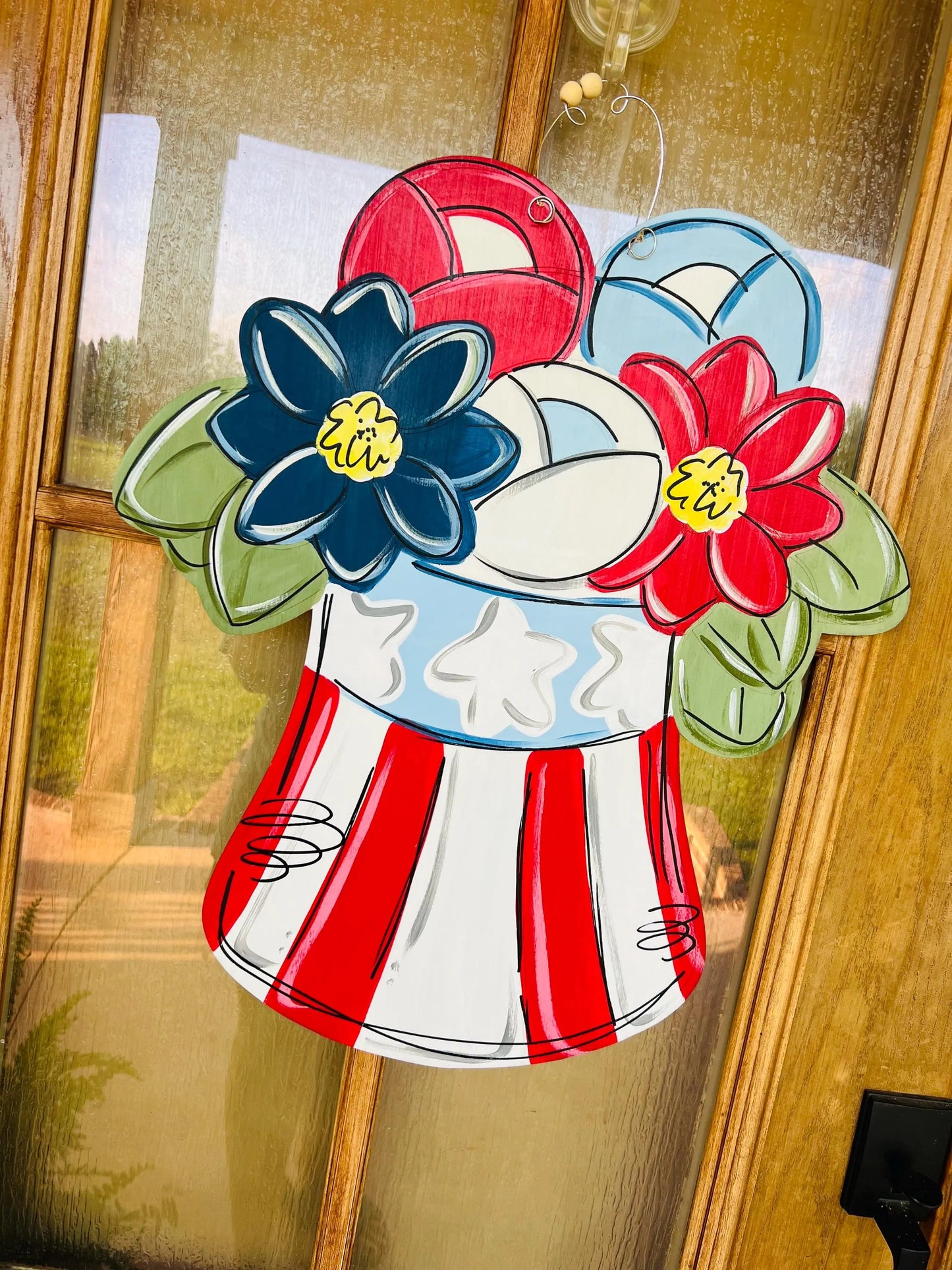 Patriotic Floral Top Hat Door Hanger